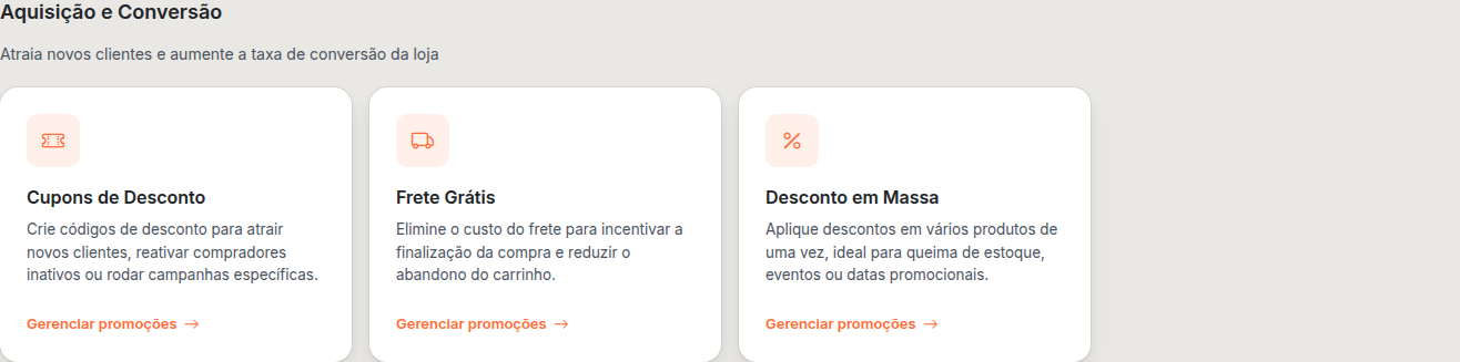 As três promoções de Aquisição e Conversão